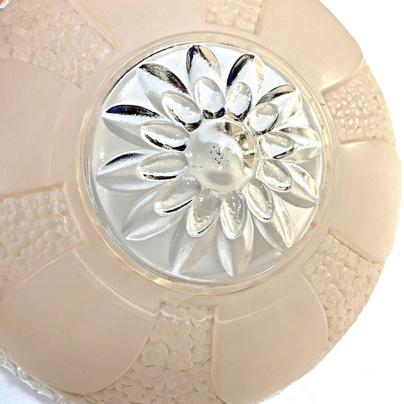 Vintage Glass Lightshade Thick Textured Pink & Clear 3-hole Hanging Shade Decor - Picture 3 of 8